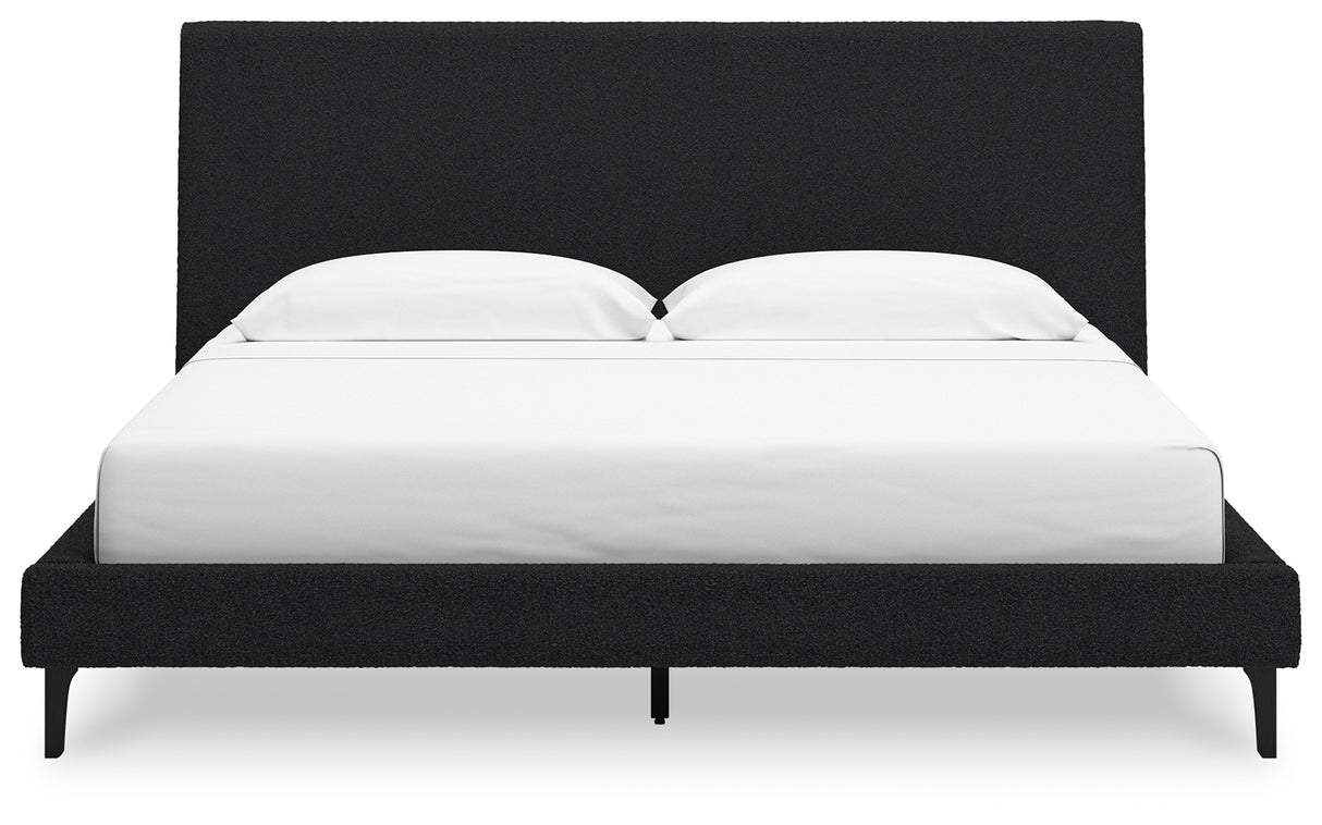 Cadmori King Upholstered Bed with Mirrored Dresser and 2 Nightstands in Black from Ashley - Luna Furniture