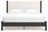 Cadmori King Upholstered Panel Bed with Dresser and 2 Nightstands in Black/White - PKG020282