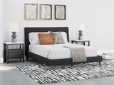 Cadmori Queen Upholstered Bed with 2 Nightstands in Black from Ashley - Luna Furniture