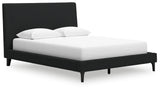 Cadmori Queen Upholstered Bed with 2 Nightstands in Black from Ashley - Luna Furniture