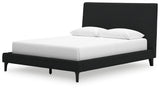 Cadmori Queen Upholstered Bed with 2 Nightstands in Black from Ashley - Luna Furniture