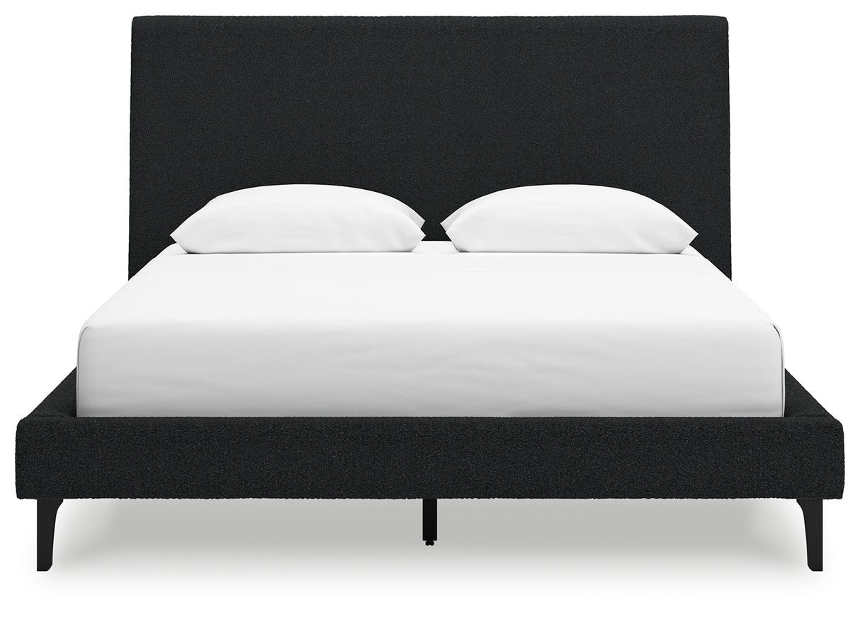 Cadmori Queen Upholstered Bed with Dresser in Black - PKG020692