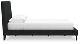 Cadmori Queen Upholstered Bed with Mirrored Dresser in Black - PKG020687