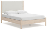 Cadmori Queen Upholstered Panel Bed with 2 Nightstands in Two-tone from Ashley - Luna Furniture