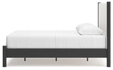 Cadmori Queen Upholstered Panel Bed with Dresser and 2 Nightstands in Black/White from Ashley - Luna Furniture