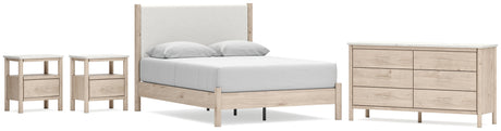 Cadmori Queen Upholstered Panel Bed with Dresser and 2 Nightstands in Two-tone from Ashley - Luna Furniture