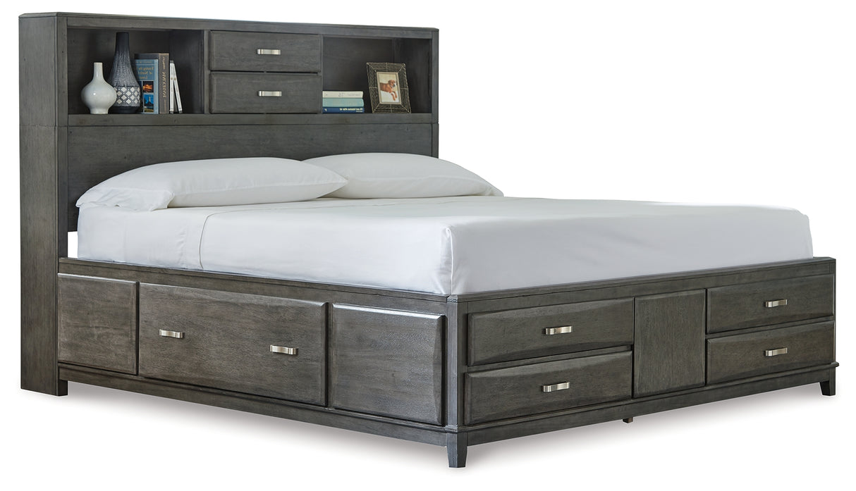 Caitbrook California King Storage Bed with 8 Storage Drawers with Dresser in Gray - PKG005065