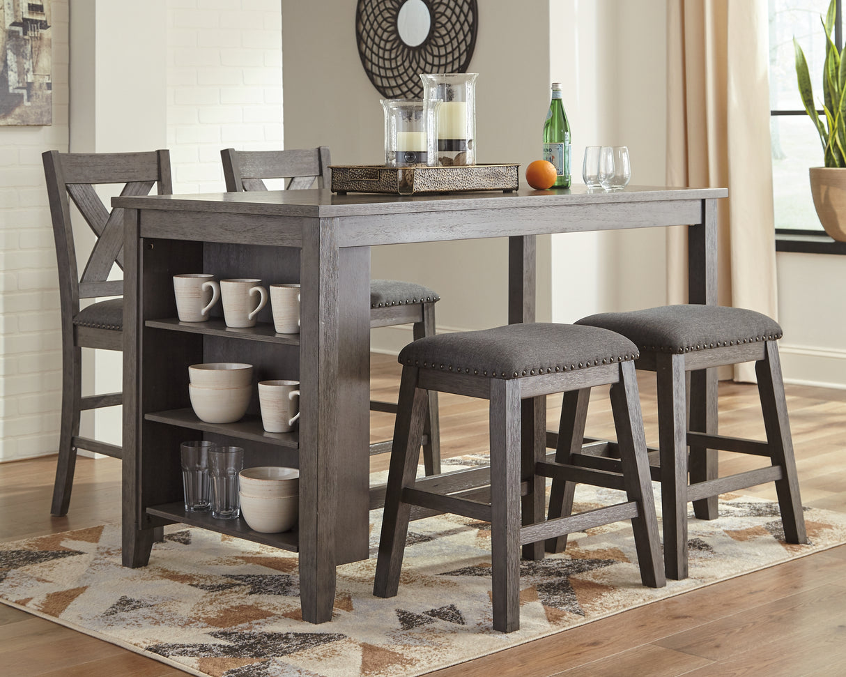 Caitbrook Counter Height Dining Table and 4 Barstools in Gray - PKG001965