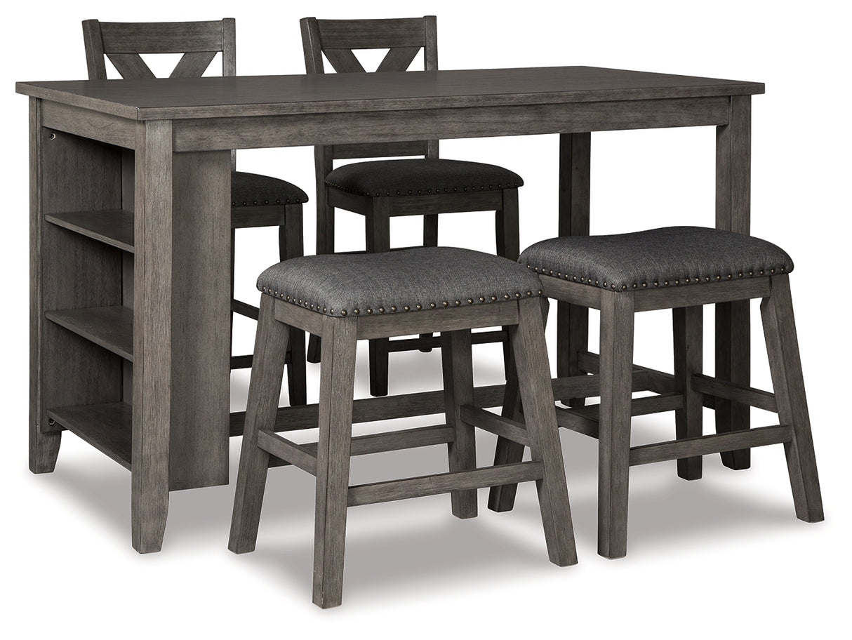 Caitbrook Counter Height Dining Table and 4 Barstools in Gray - PKG001965