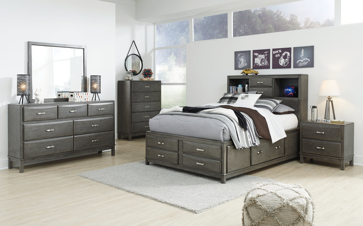 Caitbrook Full Storage Bed with 7 Storage Drawers with Dresser in Gray - PKG005061