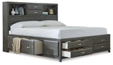 Caitbrook Queen Storage Bed with 8 Drawers with Dresser and Chest in Gray - PKG014147