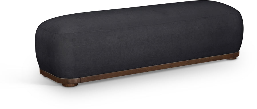 Calum Chenille Fabric Bench Black from Meridian - Luna Furniture