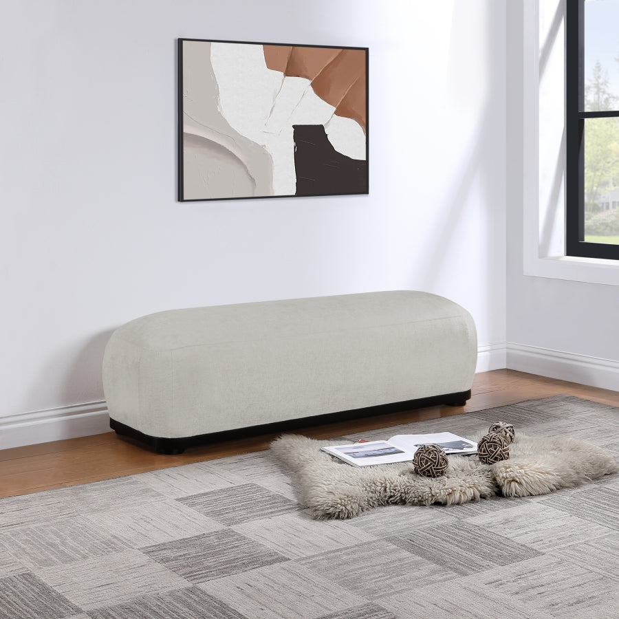 Calum Chenille Fabric Bench Grey from Meridian - Luna Furniture