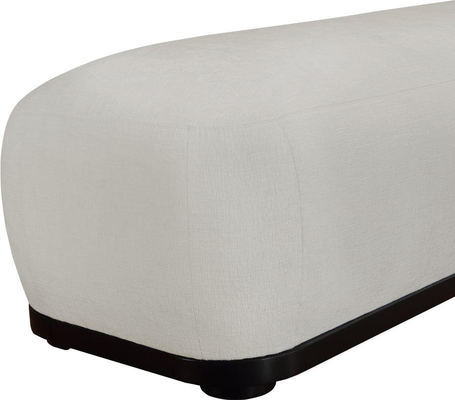 Calum Chenille Fabric Bench Grey from Meridian - Luna Furniture