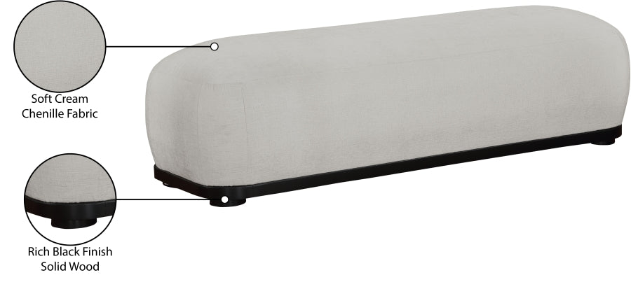 Calum Chenille Fabric Bench Grey from Meridian - Luna Furniture