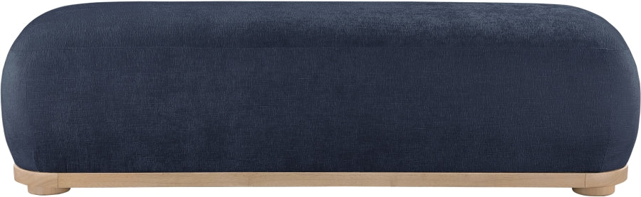 Calum Chenille Fabric Bench in Blue from Meridian - Luna Furniture