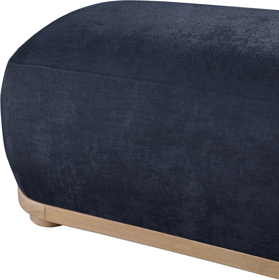 Calum Chenille Fabric Bench in Blue from Meridian - Luna Furniture