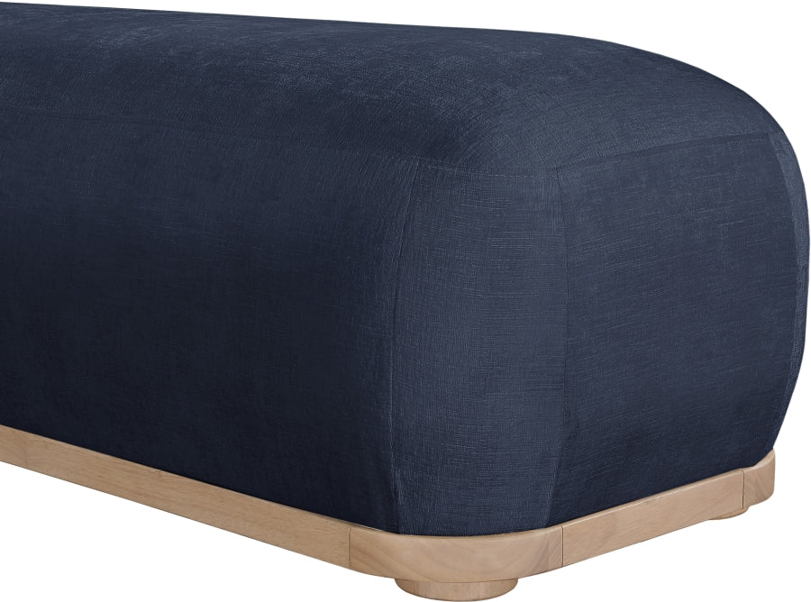 Calum Chenille Fabric Bench in Blue from Meridian - Luna Furniture