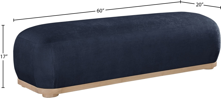 Calum Chenille Fabric Bench in Blue from Meridian - Luna Furniture