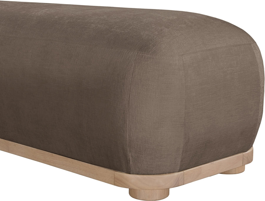 Calum Chenille Fabric Bench in Brown from Meridian - Luna Furniture