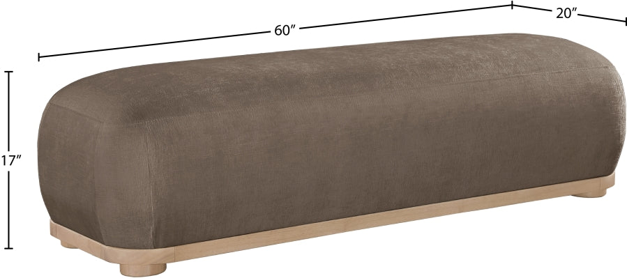 Calum Chenille Fabric Bench in Brown from Meridian - Luna Furniture