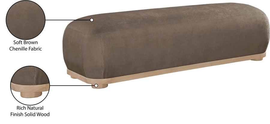 Calum Chenille Fabric Bench in Brown from Meridian - Luna Furniture