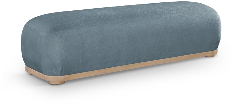 Calum Chenille Fabric Bench in Light Blue from Meridian - Luna Furniture