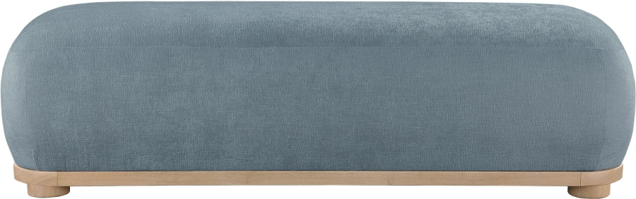 Calum Chenille Fabric Bench in Light Blue from Meridian - Luna Furniture