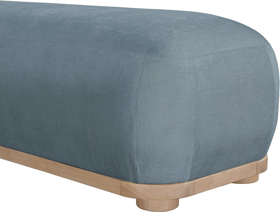 Calum Chenille Fabric Bench in Light Blue from Meridian - Luna Furniture