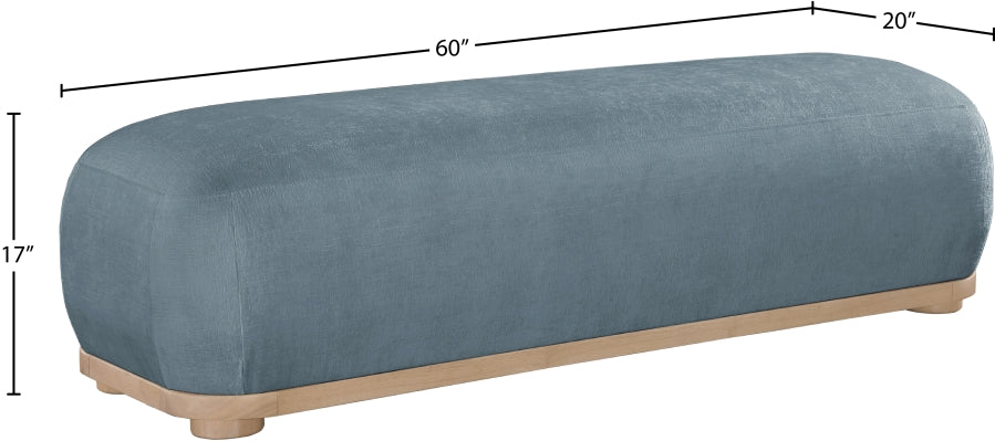 Calum Chenille Fabric Bench in Light Blue from Meridian - Luna Furniture