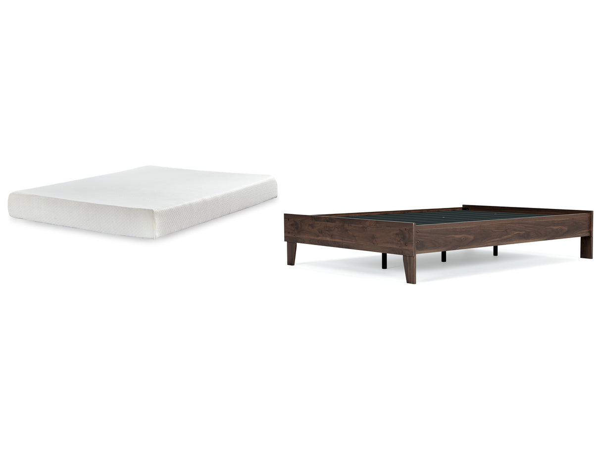 Calverson Full Platform Bed with Mattress in Mocha - PKG018337