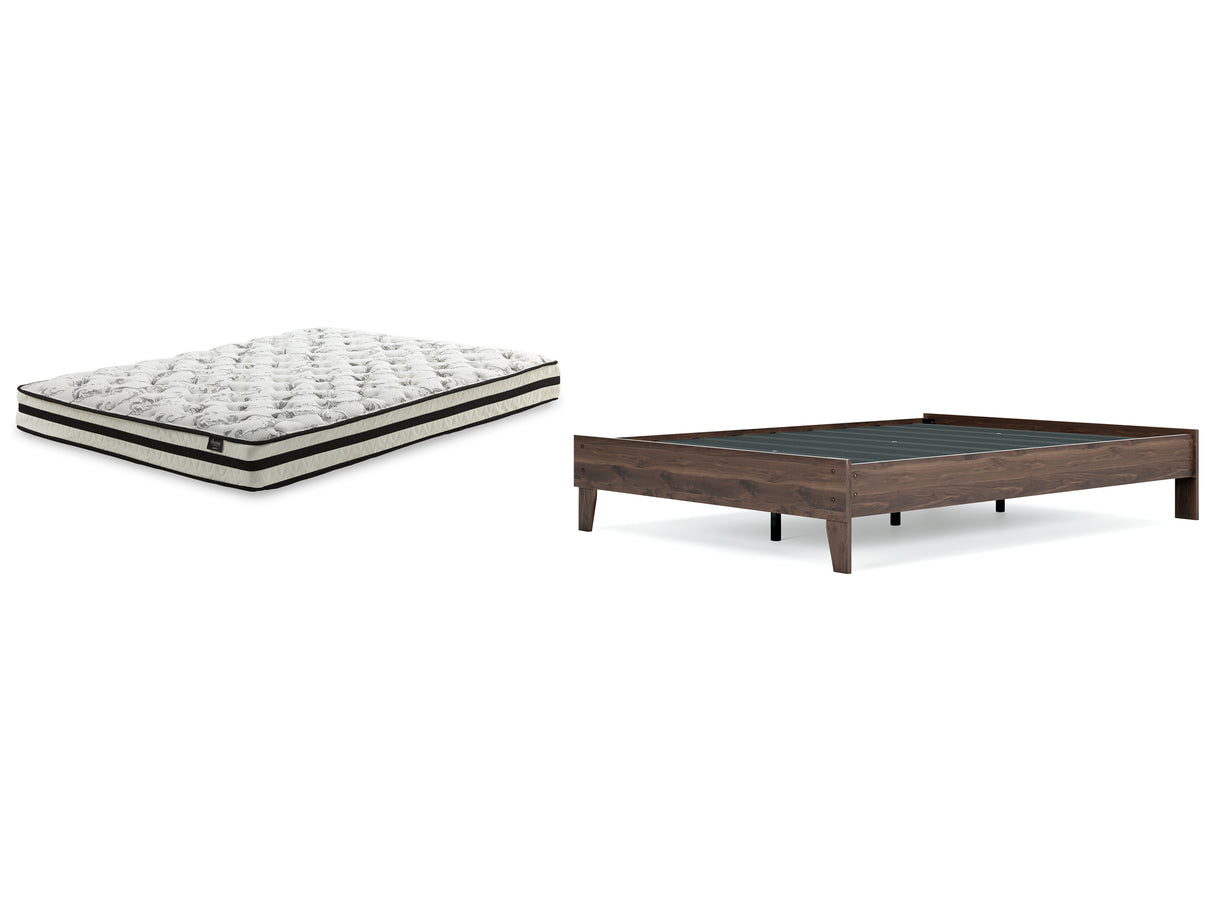 Calverson Queen Platform Bed with Mattress in Mocha - PKG018339