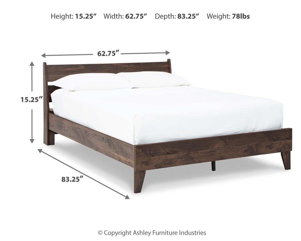 Calverson Queen Platform Bed with Mattress in Mocha - PKG018339