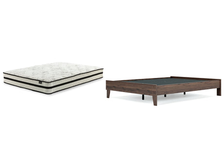 Calverson Queen Platform Bed with Mattress in Mocha - PKG018340