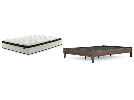 Calverson Queen Platform Bed with Mattress in Mocha - PKG018341