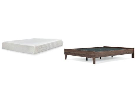 Calverson Queen Platform Bed with Mattress in Mocha - PKG018342