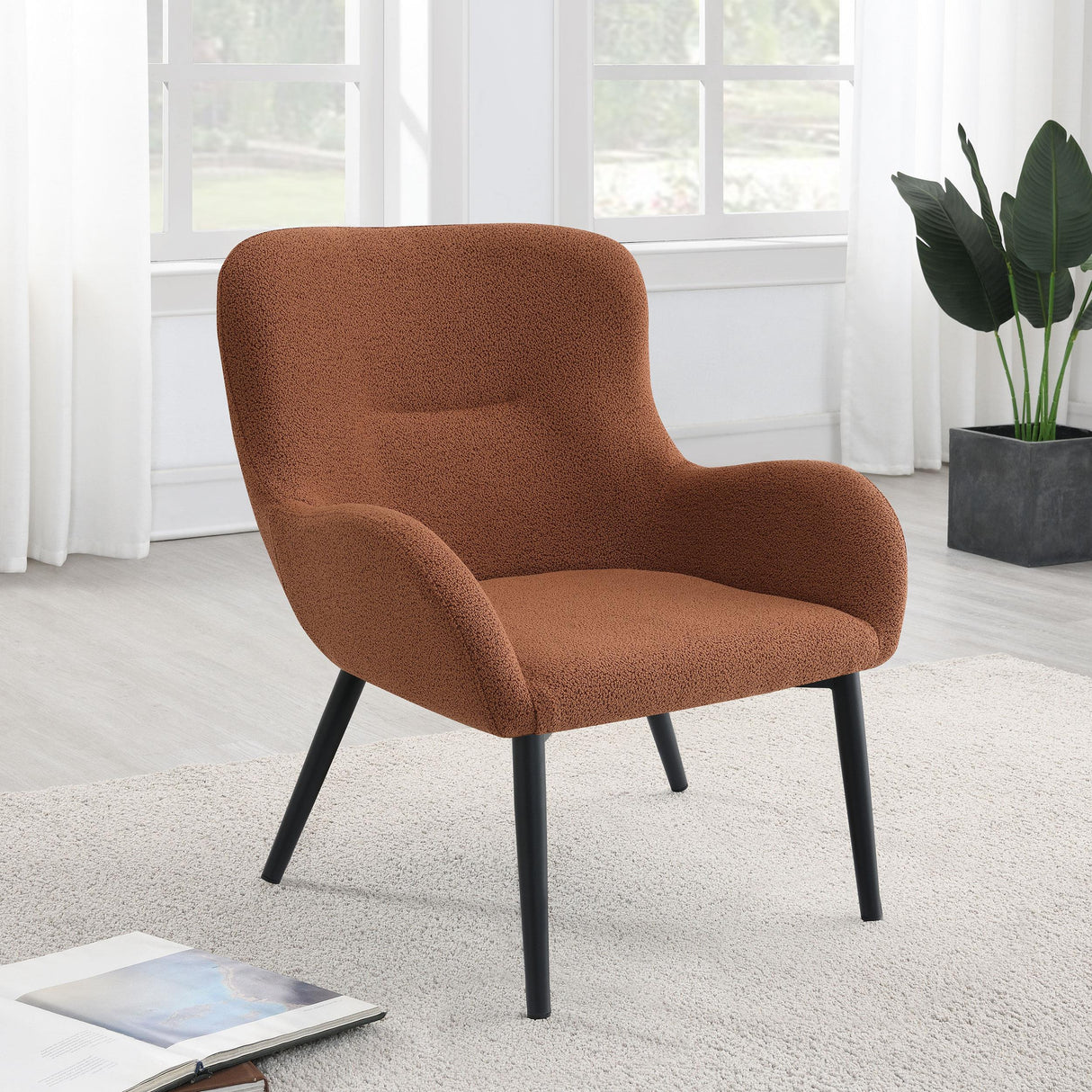 Calvin Rust Upholstered Modern Arm Accent Chair from Coaster - Luna Furniture