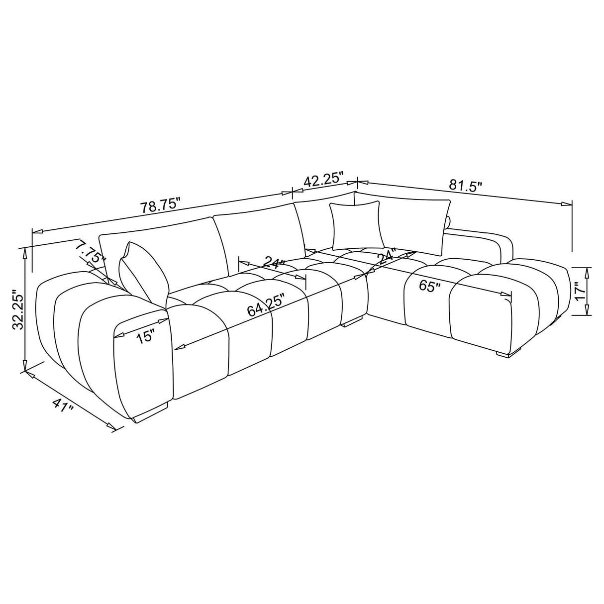 Camacho Upholstered Chaise Sectional Sofa Amber - 503985