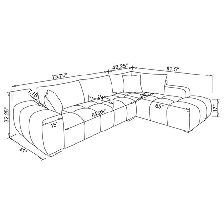 Camacho Upholstered Chaise Sectional Sofa Amber from Coaster - Luna Furniture