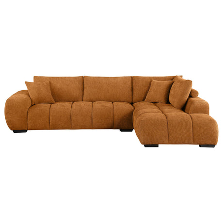 Camacho Upholstered Chaise Sectional Sofa Orange from Coaster - Luna Furniture