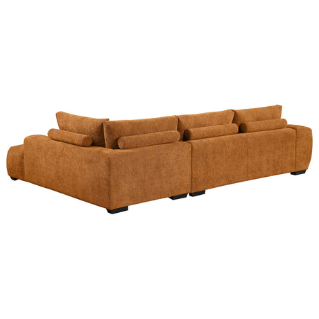 Camacho Upholstered Chaise Sectional Sofa Orange from Coaster - Luna Furniture