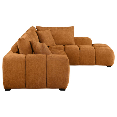 Camacho Upholstered Chaise Sectional Sofa Orange from Coaster - Luna Furniture