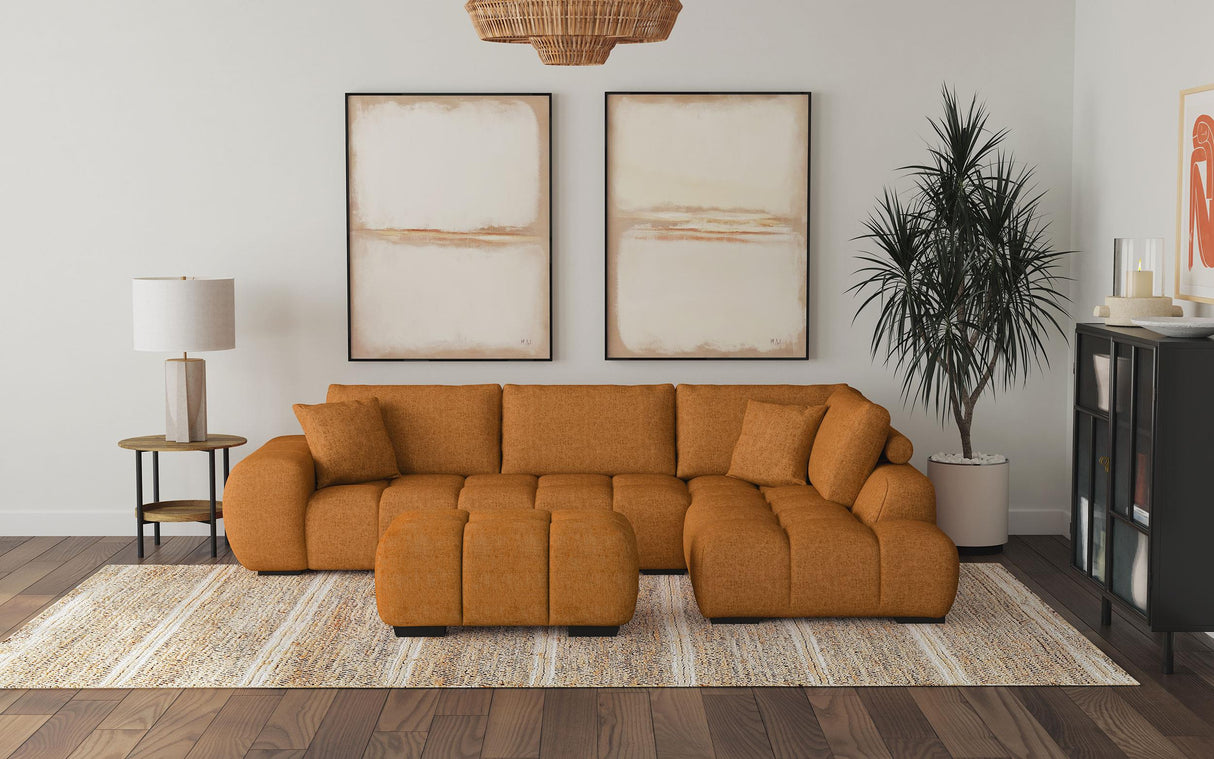 Camacho Upholstered Chaise Sectional Sofa Orange - 503975