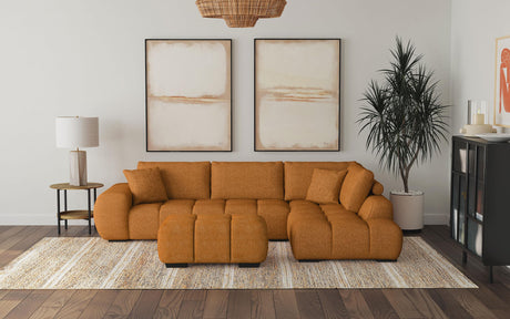 Camacho Upholstered Chaise Sectional Sofa Orange from Coaster - Luna Furniture