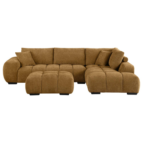 Camacho Upholstered Sectional Sofa with Ottoman Set Amber from Coaster - Luna Furniture