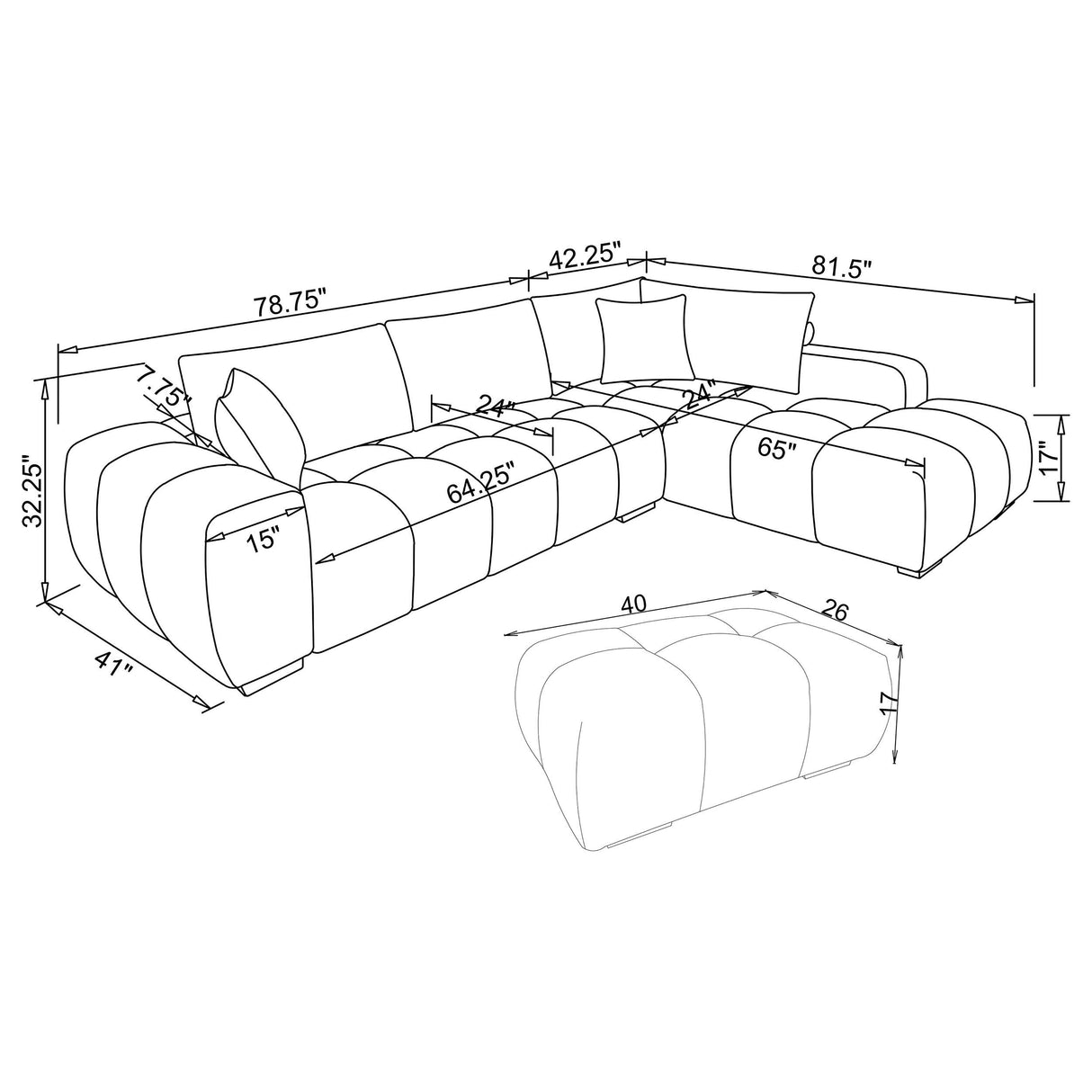 Camacho Upholstered Sectional Sofa with Ottoman Set Amber - 503985-SET