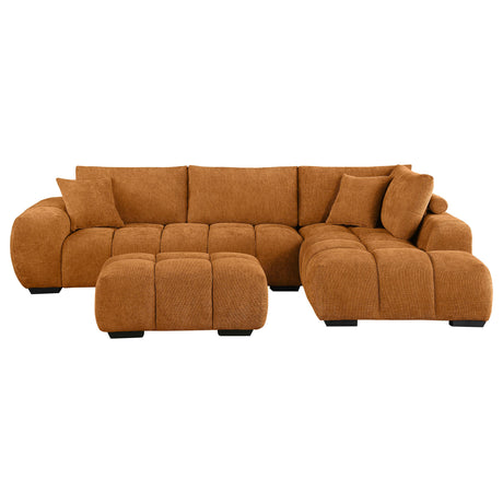 Camacho Upholstered Sectional Sofa with Ottoman Set Orange from Coaster - Luna Furniture