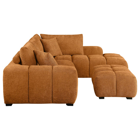 Camacho Upholstered Sectional Sofa with Ottoman Set Orange from Coaster - Luna Furniture