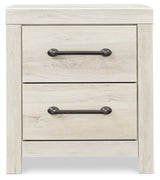 Cambeck Full Panel Bed with 2 Storage Drawers with Mirrored Dresser and 2 Nightstands in Whitewash - PKG002989