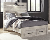 Cambeck Full Panel Bed with 2 Storage Drawers with Mirrored Dresser and 2 Nightstands in Whitewash - PKG003051